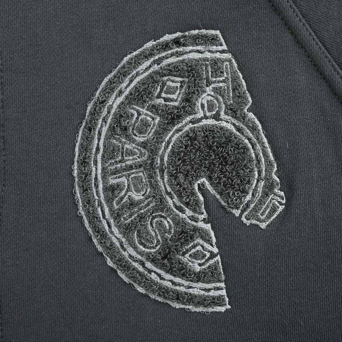 Chenille Horse Patch Varsity Jacket | Dark Grey