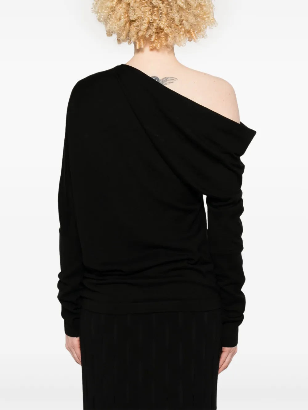Draped Collar Wool Sweater
