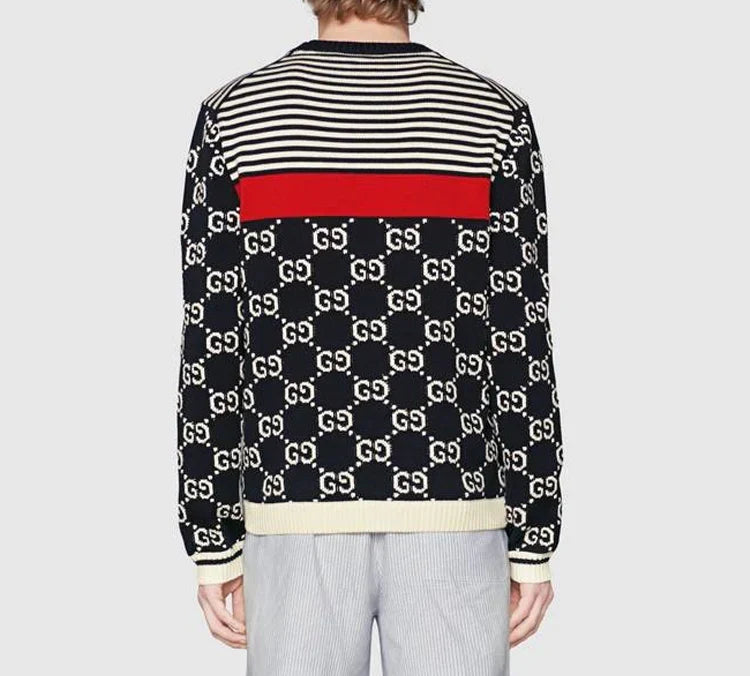 GG Jacquard & Striped Knit Sweater