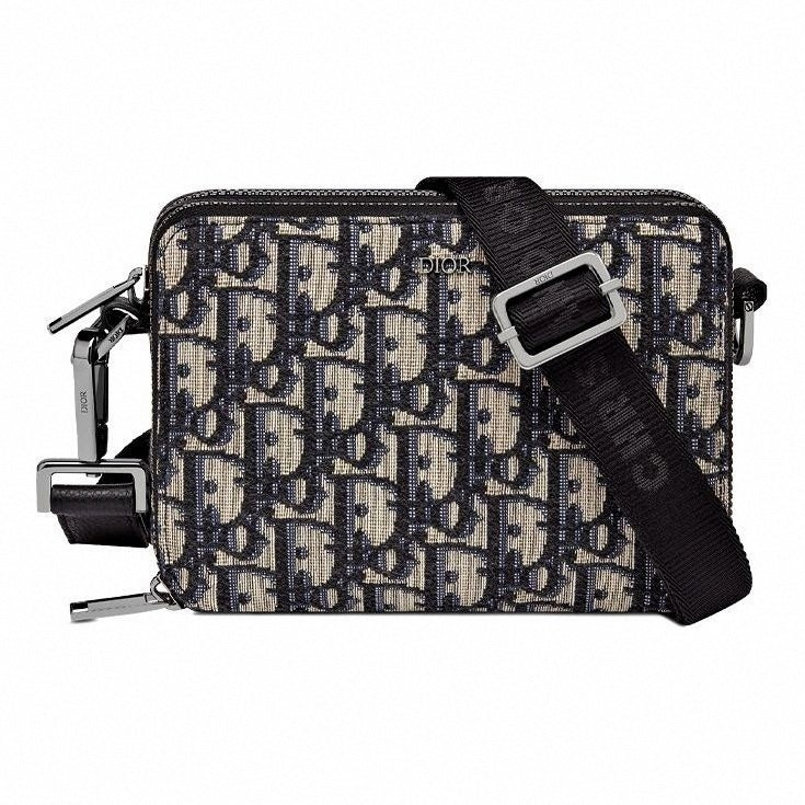 Shoulder Strap Pouch 'Beige Black Oblique Jacquard