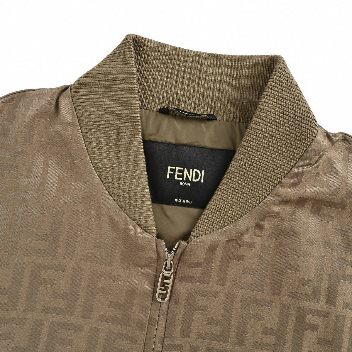 Tonal FF Jacquard Cotton Bomber Jacket | Taupe