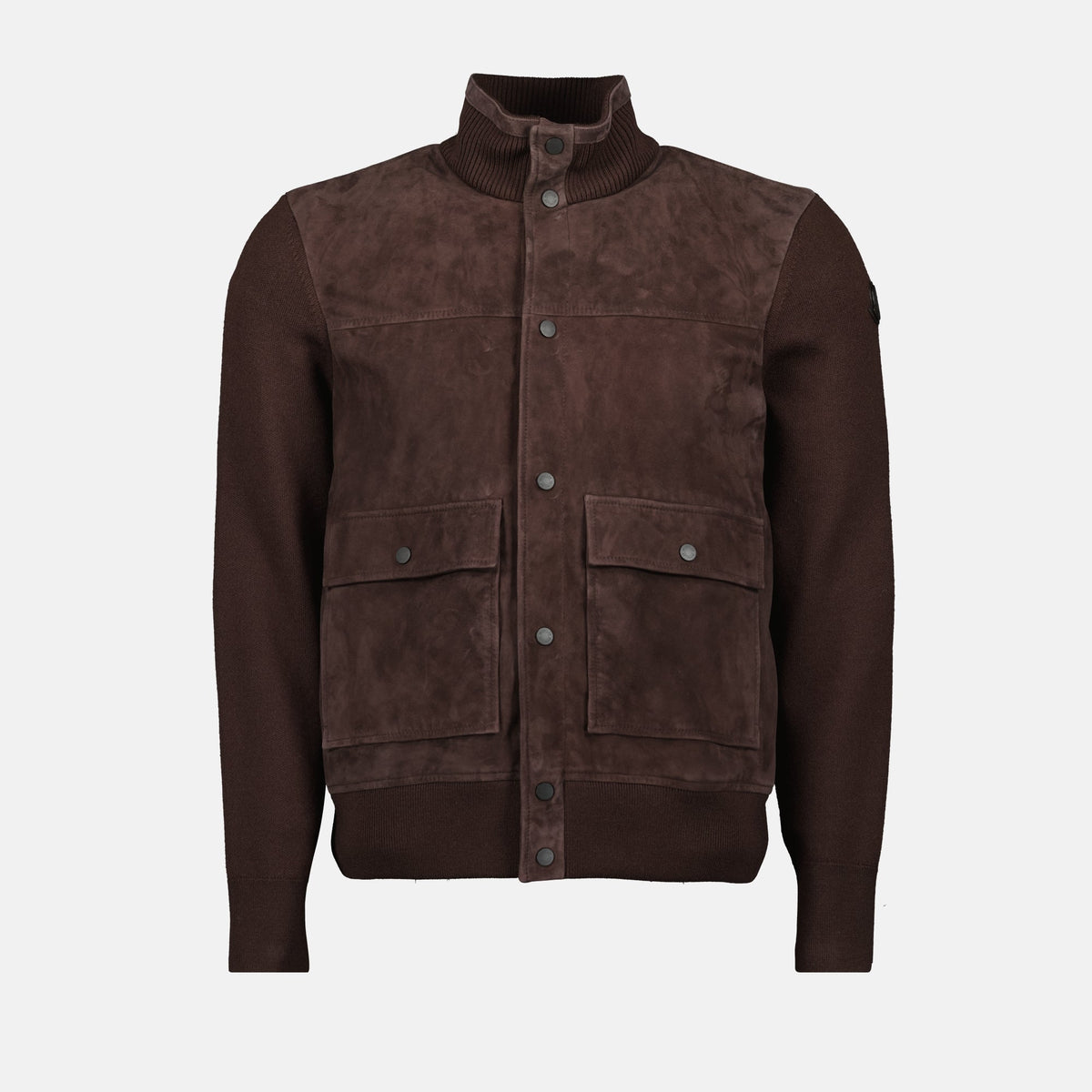 Wool and Suede Cardigan