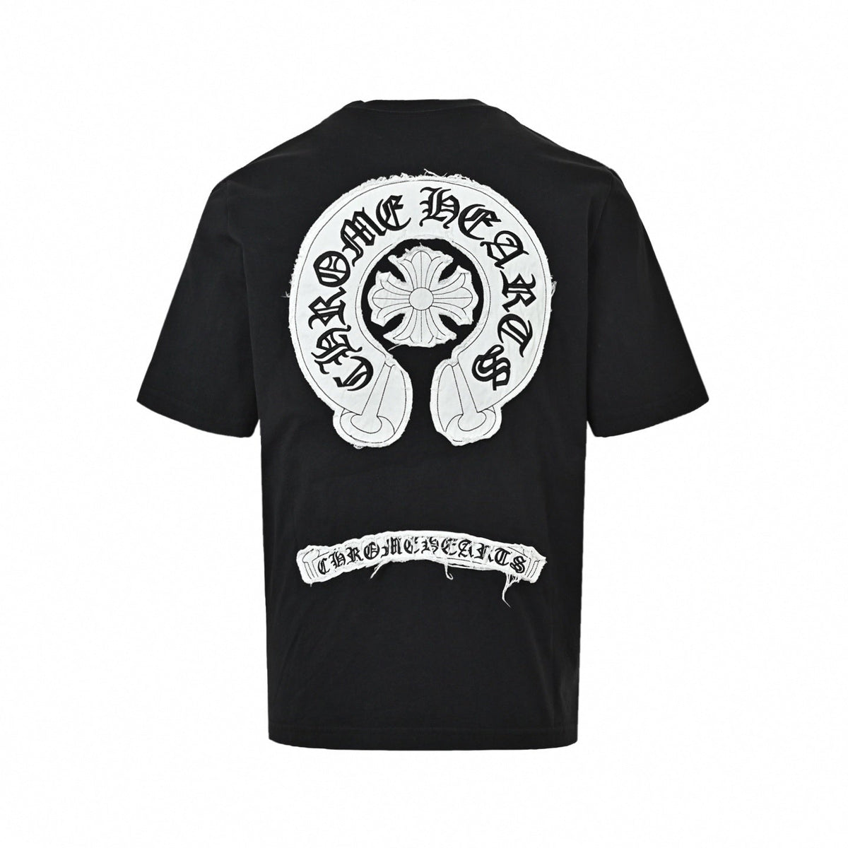 Frayed Appliqué Horseshoe T-Shirt | Black