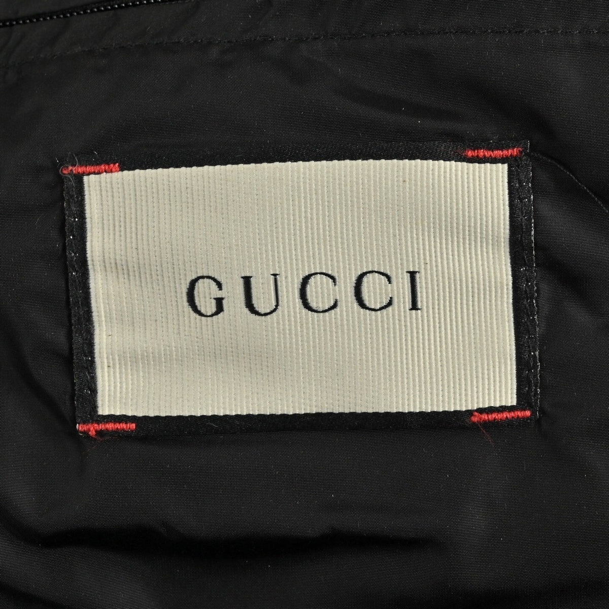 GG Jacquard Nylon Puffer Jacket with Sleeve Tape | Black