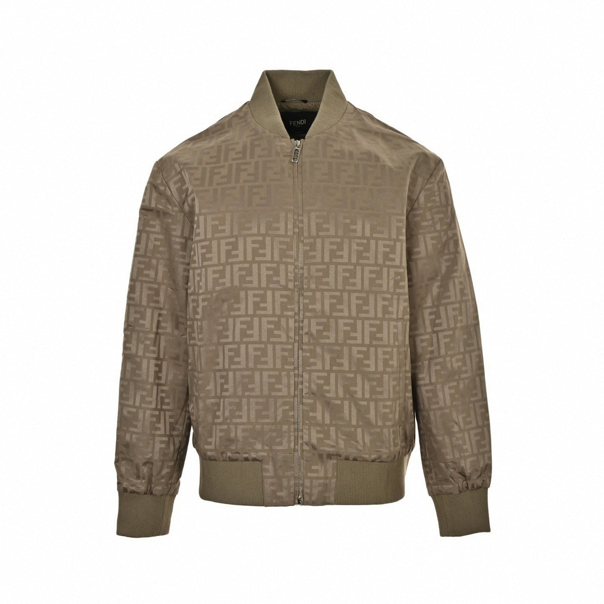 Tonal FF Jacquard Cotton Bomber Jacket | Taupe